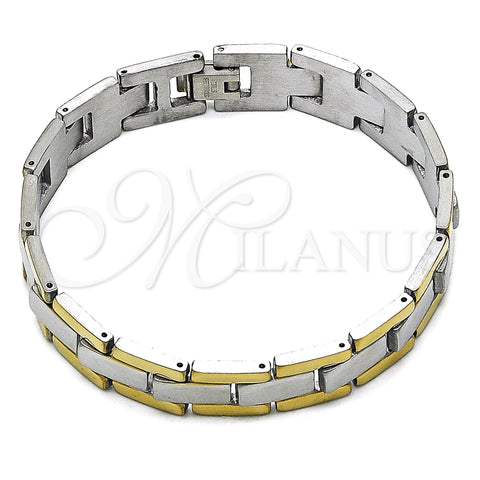 Stainless Steel Solid Bracelet, Polished, Two Tone, 03.114.0225.4.08 (12 MM Thickness, 8 Inches Length)