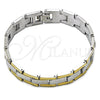 Stainless Steel Solid Bracelet, Polished, Two Tone, 03.114.0225.4.08 (12 MM Thickness, 8 Inches Length)