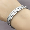 Stainless Steel Solid Bracelet, Polished, Steel Finish, 03.114.0225.5.08 (12 MM Thickness, 8 Inches Length)