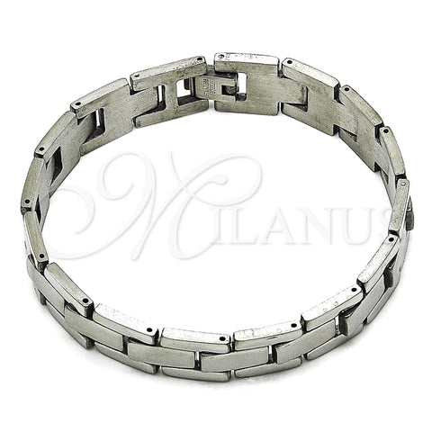 Stainless Steel Solid Bracelet, Polished, Steel Finish, 03.114.0225.5.08 (12 MM Thickness, 8 Inches Length)