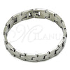 Stainless Steel Solid Bracelet, Polished, Steel Finish, 03.114.0225.5.08 (12 MM Thickness, 8 Inches Length)