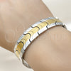 Stainless Steel Solid Bracelet, Polished, Two Tone, 03.114.0221.4.09 (16 MM Thickness, 9 Inches Length)
