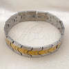 Stainless Steel Solid Bracelet, Polished, Two Tone, 03.114.0221.4.09 (16 MM Thickness, 9 Inches Length)