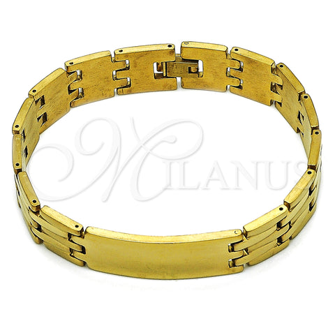 Stainless Steel Solid Bracelet, Polished, Golden Finish, 03.114.0218.4.09 (14 MM Thickness, 9 Inches Length)