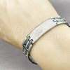 Stainless Steel Solid Bracelet, Greek Key Design, Polished, Two Tone, 03.114.0218.5.09 (14 MM Thickness, 9 Inches Length)