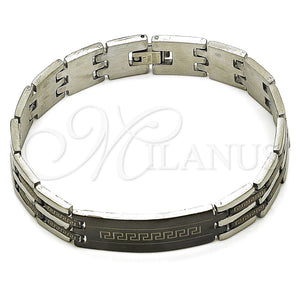 Stainless Steel Bracelet — Solid Bracelet Greek Key Design Polished Two Tone — main product view — SKU 157886 | Acero Inoxidable brazalete — sólido Bracelet Greek Key diseño pulido Two Tone — SKU 157886