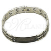 Stainless Steel Solid Bracelet, Greek Key Design, Polished, Two Tone, 03.114.0218.5.09 (14 MM Thickness, 9 Inches Length)