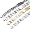 Stainless Steel Solid Bracelet, Greek Key Design, Polished, Two Tone, 03.114.0218.5.09 (14 MM Thickness, 9 Inches Length)