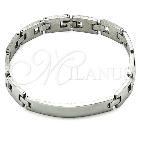 Stainless Steel Solid Bracelet, Polished, Steel Finish, 03.114.0365.1.09 (12 MM Thickness, 9 Inches Length)