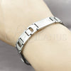 Stainless Steel Solid Bracelet, Polished, Steel Finish, 03.114.0345.1.08 (12 MM Thickness, 8 Inches Length)