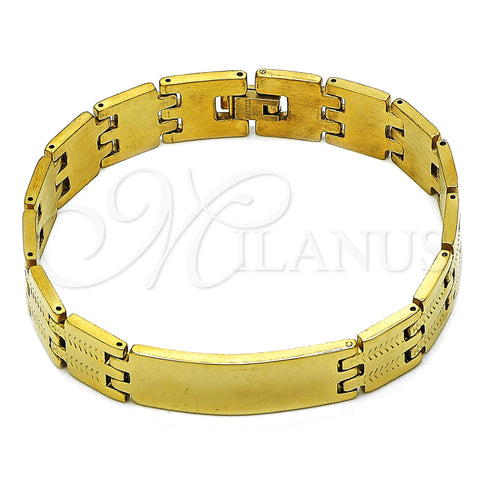 Stainless Steel Solid Bracelet, Polished, Golden Finish, 03.114.0274.4.09 (14 MM Thickness, 9 Inches Length)