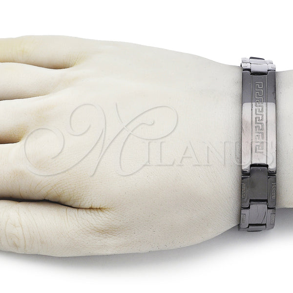Stainless Steel Bracelet — Solid Bracelet Greek Key Design Polished Black 03. — alternate product view — SKU 157890 | Acero Inoxidable brazalete — sólido Bracelet Greek Key diseño pulido negro 03. — SKU 157890