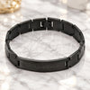 Stainless Steel Solid Bracelet, Greek Key Design, Polished, Black Rhodium Finish, 03.114.0219.4.09 (14 MM Thickness, 9 Inches Length)