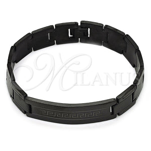 Stainless Steel Bracelet — Solid Bracelet Greek Key Design Polished Black 03. — main product view — SKU 157890 | Acero Inoxidable brazalete — sólido Bracelet Greek Key diseño pulido negro 03. — SKU 157890