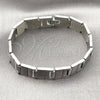 Stainless Steel Solid Bracelet, Brushed Finish, Steel Finish, 03.114.0284.3.08 (14 MM Thickness, 8 Inches Length)