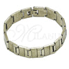 Stainless Steel Solid Bracelet, Brushed Finish, Steel Finish, 03.114.0284.3.08 (14 MM Thickness, 8 Inches Length)