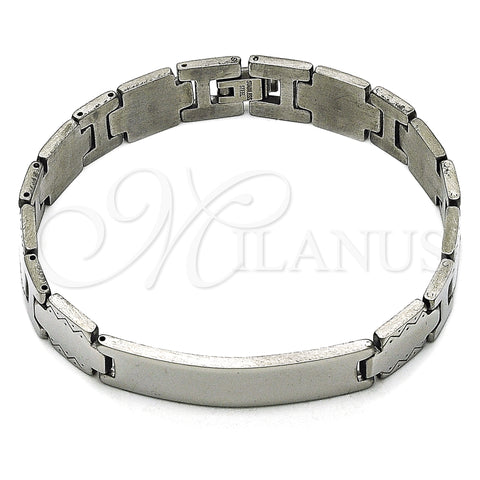 Stainless Steel Solid Bracelet, Polished, Steel Finish, 03.114.0247.2.08 (12 MM Thickness, 9 Inches Length)