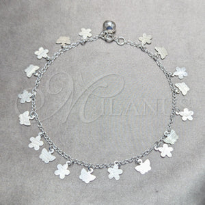 Sterling Silver Anklet — Charm Anklet Butterfly and Ball Design Polished 03. — main product view — SKU 157902 | Plata 925 tobillera — Charm Anklet mariposa and Ball diseño pulido 03. — SKU 157902