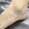 Sterling Silver Charm Anklet , Star Design, Polished, Silver Finish, 03.409.0044.10 (03 MM Thickness, 10 Inches Length)
