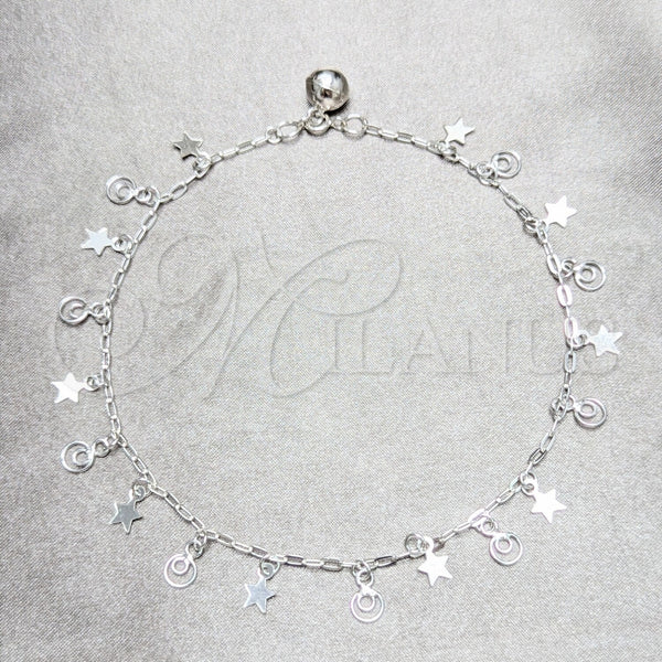 Sterling Silver Anklet — Charm Anklet Star Design Polished 03. 03 MM — main product view — SKU 157903 | Plata 925 tobillera — Charm Anklet estrella diseño pulido 03. 03 MM — SKU 157903