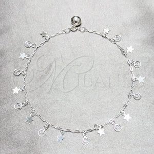 Sterling Silver Anklet — Charm Anklet Star Design Polished 03. 03 MM — main product view — SKU 157903 | Plata 925 tobillera — Charm Anklet estrella diseño pulido 03. 03 MM — SKU 157903