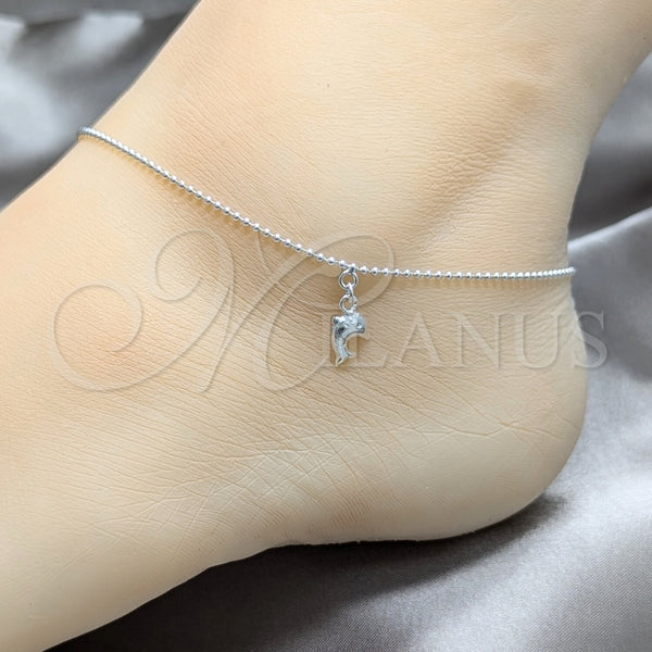 Sterling Silver Anklet — Charm Anklet Dolphin and Ball Design Polished 03. — alternate product view — SKU 157907 | Plata 925 tobillera — Charm Anklet delfín and Ball diseño pulido 03. — SKU 157907