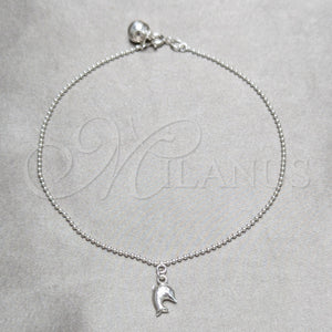 Sterling Silver Anklet — Charm Anklet Dolphin and Ball Design Polished 03. — main product view — SKU 157907 | Plata 925 tobillera — Charm Anklet delfín and Ball diseño pulido 03. — SKU 157907