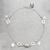 Sterling Silver Charm Anklet , Flower and Elephant Design, Polished, Silver Finish, 03.409.0050.10 (02 MM Thickness, 10 Inches Length)