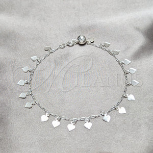 Sterling Silver Anklet — Charm Anklet Heart Design Polished 03. 02 MM — main product view — SKU 157910 | Plata 925 tobillera — Charm Anklet corazón diseño pulido 03. 02 MM — SKU 157910