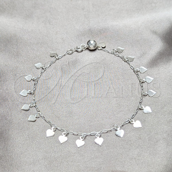 Sterling Silver Anklet — Charm Anklet Heart Design Polished 03. 02 MM — main product view — SKU 157910 | Plata 925 tobillera — Charm Anklet corazón diseño pulido 03. 02 MM — SKU 157910