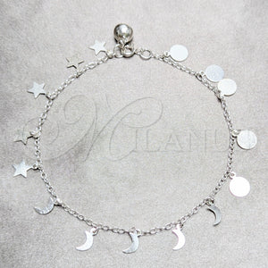 Sterling Silver Anklet — Charm Anklet Moon and Star Design Polished 03. — main product view — SKU 157911 | Plata 925 tobillera — Charm Anklet Moon and estrella diseño pulido 03. — SKU 157911