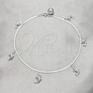 Sterling Silver Anklet — Charm Anklet Dolphin Design Polished 03. 01 MM — main product view — SKU 157912 | Plata 925 tobillera — Charm Anklet delfín diseño pulido 03. 01 MM — SKU 157912