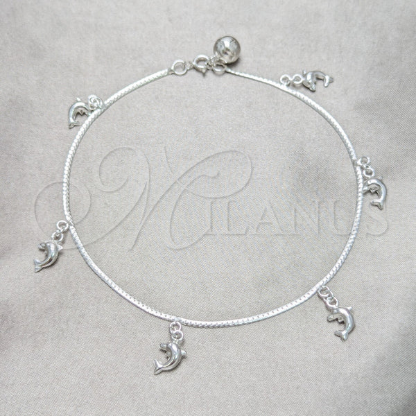 Sterling Silver Anklet — Charm Anklet Dolphin Design Polished 03. 01 MM — main product view — SKU 157912 | Plata 925 tobillera — Charm Anklet delfín diseño pulido 03. 01 MM — SKU 157912
