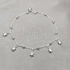 Sterling Silver Charm Anklet , Turtle and Ball Design, Polished, Silver Finish, 03.409.0054.10 (01 MM Thickness, 10 Inches Length)