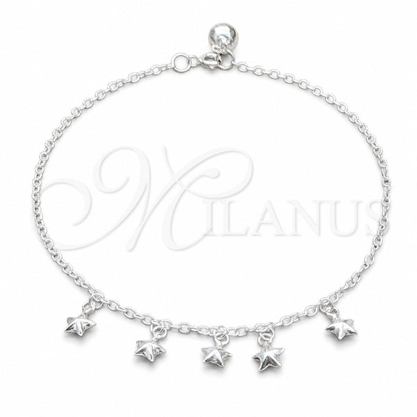 Sterling Silver Anklet — Charm Anklet Star Design Polished 03. 01 MM — main product view — SKU 157915 | Plata 925 tobillera — Charm Anklet estrella diseño pulido 03. 01 MM — SKU 157915