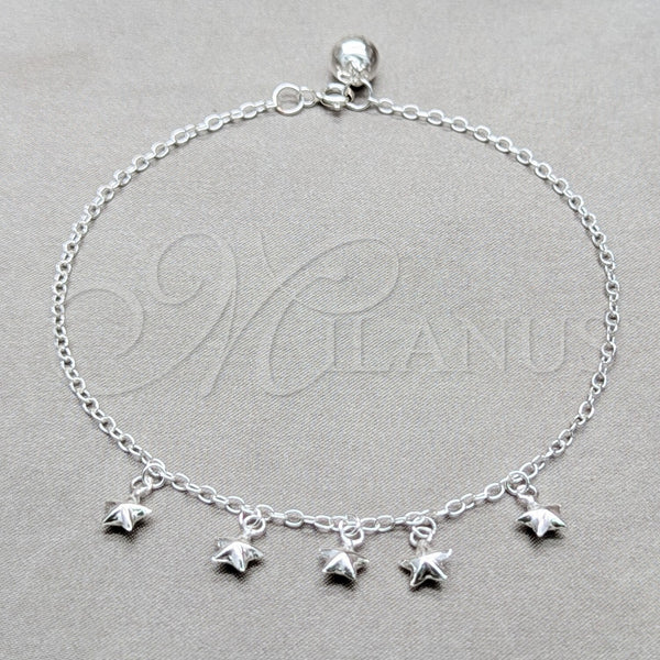 Sterling Silver Anklet — Charm Anklet Star Design Polished 03. 01 MM — main product view — SKU 157915 | Plata 925 tobillera — Charm Anklet estrella diseño pulido 03. 01 MM — SKU 157915