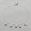 Sterling Silver Charm Anklet , Star Design, Polished, Silver Finish, 03.409.0056.10 (01 MM Thickness, 10 Inches Length)