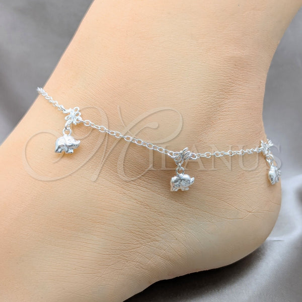 Sterling Silver Anklet — Charm Anklet Elephant Design Polished 03. 01 MM — alternate product view — SKU 157916 | Plata 925 tobillera — Charm Anklet Elephant diseño pulido 03. 01 MM — SKU 157916