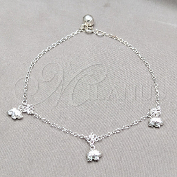 Sterling Silver Anklet — Charm Anklet Elephant Design Polished 03. 01 MM — main product view — SKU 157916 | Plata 925 tobillera — Charm Anklet Elephant diseño pulido 03. 01 MM — SKU 157916