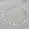 Sterling Silver Charm Anklet , Butterfly Design, Polished, Silver Finish, 03.409.0058.10 (01 MM Thickness, 10 Inches Length)