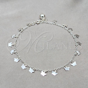 Sterling Silver Anklet — Charm Anklet Butterfly Design Polished 03. 01 MM — main product view — SKU 157917 | Plata 925 tobillera — Charm Anklet mariposa diseño pulido 03. 01 MM — SKU 157917