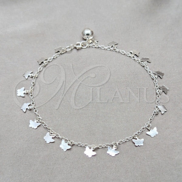 Sterling Silver Anklet — Charm Anklet Butterfly Design Polished 03. 01 MM — main product view — SKU 157917 | Plata 925 tobillera — Charm Anklet mariposa diseño pulido 03. 01 MM — SKU 157917