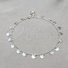 Sterling Silver Charm Anklet , Butterfly Design, Polished, Silver Finish, 03.409.0058.10 (01 MM Thickness, 10 Inches Length)