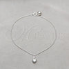 Sterling Silver Charm Anklet , Heart Design, Polished, Silver Finish, 03.409.0059.10 (01 MM Thickness, 10 Inches Length)