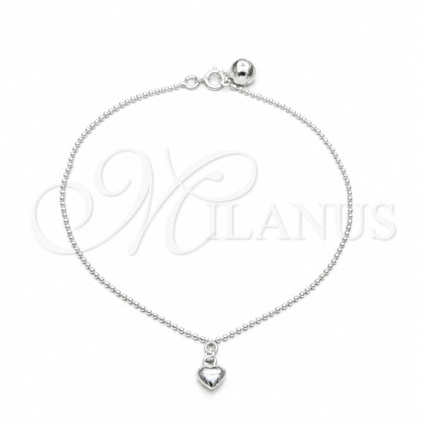Sterling Silver Anklet — Charm Anklet Heart Design Polished 03. 01 MM — main product view — SKU 157918 | Plata 925 tobillera — Charm Anklet corazón diseño pulido 03. 01 MM — SKU 157918