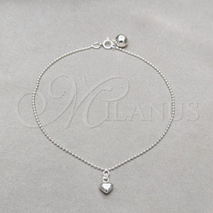 Sterling Silver Anklet — Charm Anklet Heart Design Polished 03. 01 MM — main product view — SKU 157918 | Plata 925 tobillera — Charm Anklet corazón diseño pulido 03. 01 MM — SKU 157918