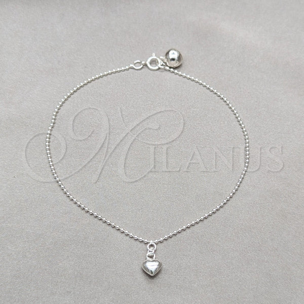 Sterling Silver Anklet — Charm Anklet Heart Design Polished 03. 01 MM — main product view — SKU 157918 | Plata 925 tobillera — Charm Anklet corazón diseño pulido 03. 01 MM — SKU 157918
