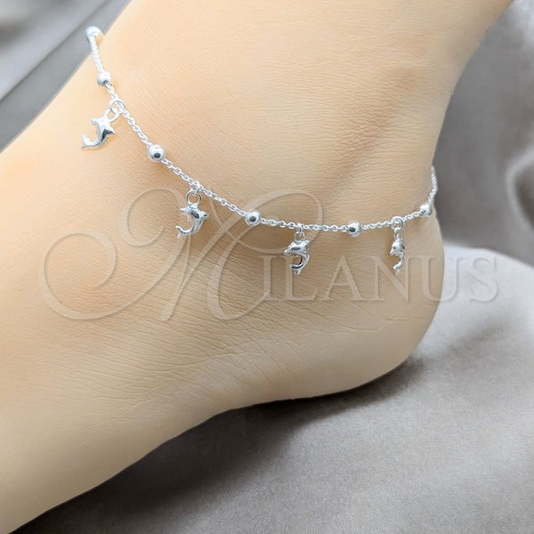Sterling Silver Anklet — Charm Anklet Dolphin and Ball Design Polished 03. — alternate product view — SKU 157919 | Plata 925 tobillera — Charm Anklet delfín and Ball diseño pulido 03. — SKU 157919