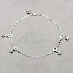 Sterling Silver Anklet — Charm Anklet Star Design Polished 03. 01 MM — main product view — SKU 157920 | Plata 925 tobillera — Charm Anklet estrella diseño pulido 03. 01 MM — SKU 157920