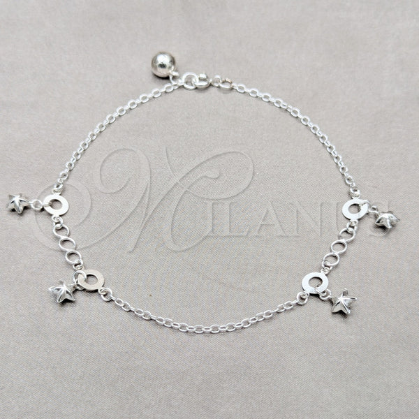 Sterling Silver Anklet — Charm Anklet Star Design Polished 03. 01 MM — main product view — SKU 157920 | Plata 925 tobillera — Charm Anklet estrella diseño pulido 03. 01 MM — SKU 157920